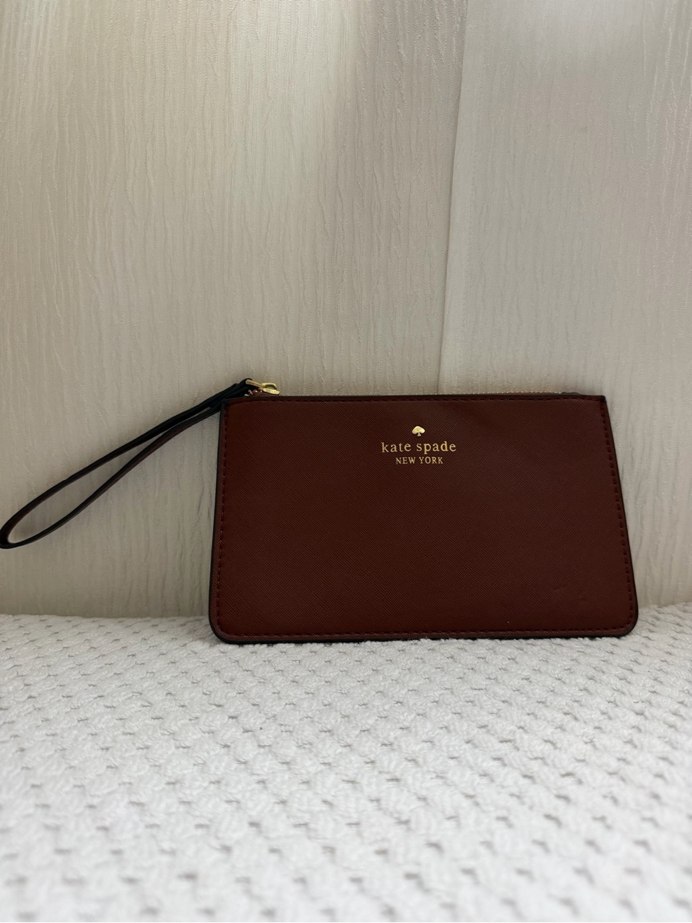 kate spade Brown Zip Wristlet with Gold Logo